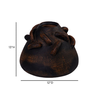Visha - Roped Vase - Dark Terracotta