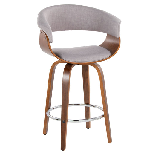 Pair of Lumi Source Vintage Mod mid-century modern fixed height counter stools with swivel and round footrest, set of two.