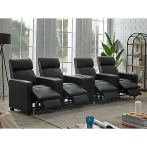 Warren - 4 Seater Home Theater With Wedge Console Recliners - Black