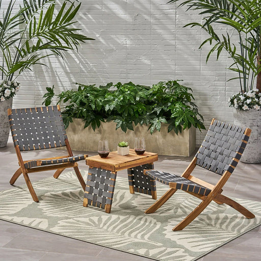 Kayla - Outdoor Foldable 2 Seater Chat Set - Brown / Gray - R&R Furniture Gallery (Fountain Valley, CA)