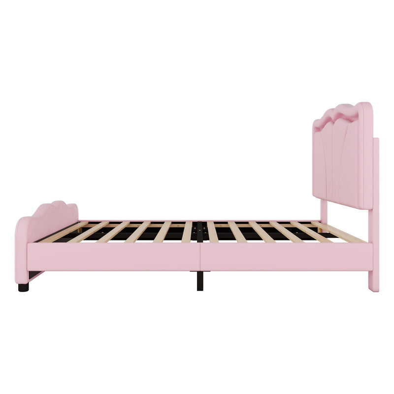 Upholstered Platform Bed & Curve Shaped And Height Adjustable Headboard, LED Light Strips - R&R Furniture Gallery (Fountain Valley, CA)