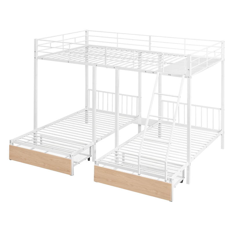 Triple Bunk Bed With Drawers And Guardrails - R&R Furniture Gallery (Fountain Valley, CA)