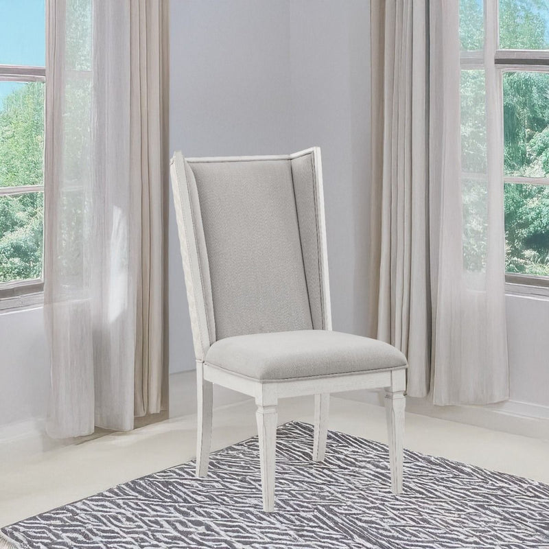 Katia - Hostess Chair (Set of 2) - Light Gray Linen & Weathered White - R&R Furniture Gallery (Fountain Valley, CA)
