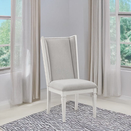 Katia - Hostess Chair (Set of 2) - Light Gray Linen & Weathered White - R&R Furniture Gallery (Fountain Valley, CA)