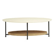 Oval Coffee Table - White / Natural - R&R Furniture Gallery (Fountain Valley, CA)