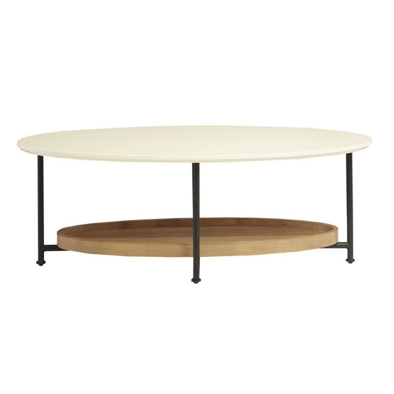 Oval Coffee Table - White / Natural - R&R Furniture Gallery (Fountain Valley, CA)