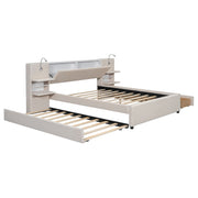 Upholstered Platform Bed With Reading Lights, Drawers, Trundle And Shelves - R&R Furniture Gallery (Fountain Valley, CA)