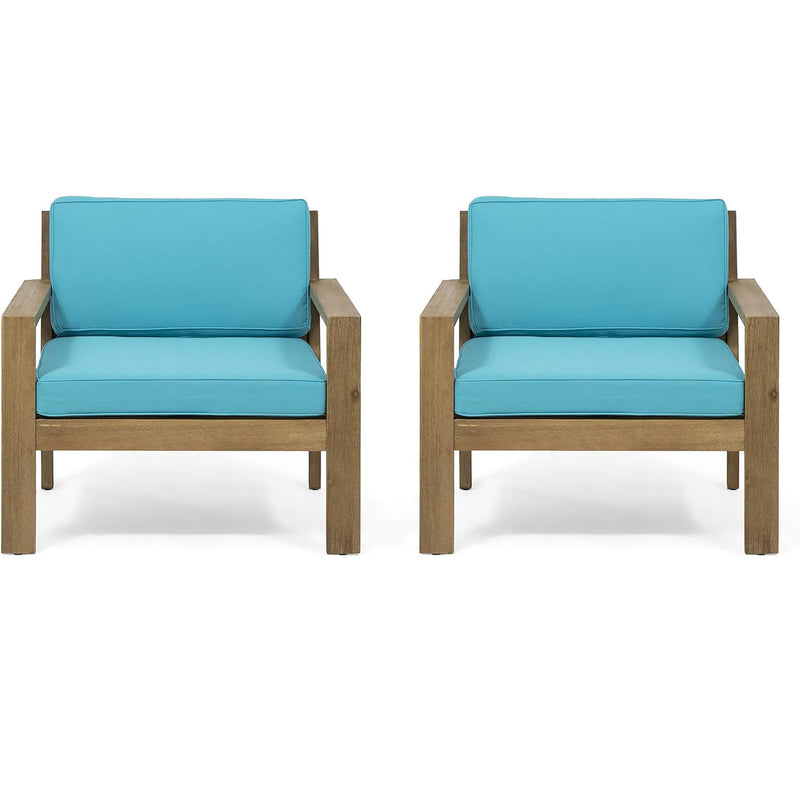 Antoine - Outdoor Acacia Wood Club Chairs With Cushions, (Set of 2) - R&R Furniture Gallery (Fountain Valley, CA)