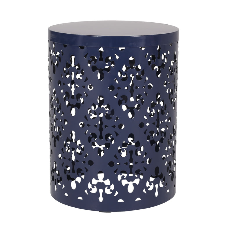 Modern outdoor metal end table by Noble House with sleek design and sturdy construction for patio or garden use.