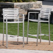 Outdoor Aluminum Rust Proof Barstools (Set of 2) - Silver - R&R Furniture Gallery (Fountain Valley, CA)