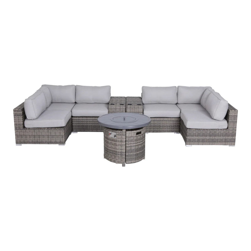 Wicker Outdoor Lounge Set With Cushions And Fire Pit - R&R Furniture Gallery (Fountain Valley, CA)