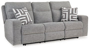 Biscoe - Power Reclining Sofa With Adj Headrest - Pewter - R&R Furniture Gallery (Fountain Valley, CA)