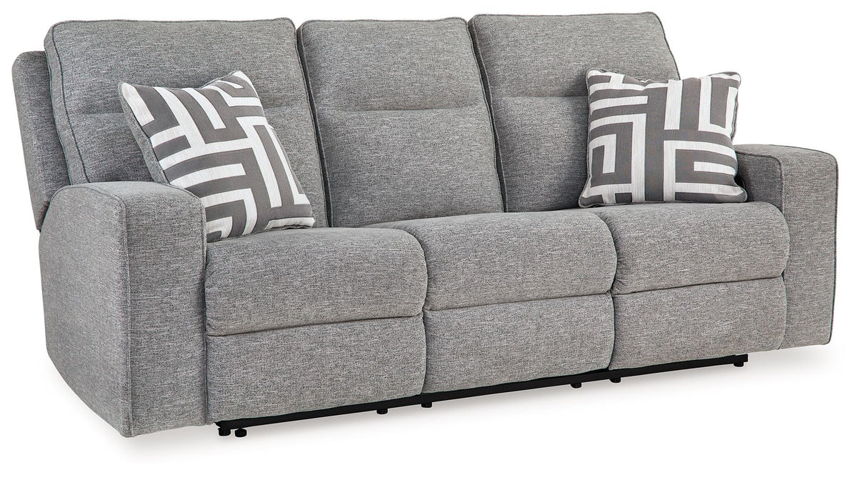 Biscoe - Power Reclining Sofa With Adj Headrest - Pewter - R&R Furniture Gallery (Fountain Valley, CA)
