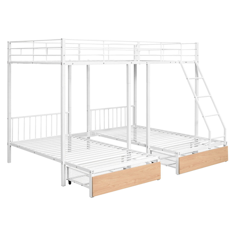 Triple Bunk Bed With Drawers And Guardrails - R&R Furniture Gallery (Fountain Valley, CA)