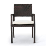 Outdoor Wicker Dining Chair With Water Resistant Cushions (Set of 2) - White / Brown - R&R Furniture Gallery (Fountain Valley, CA)