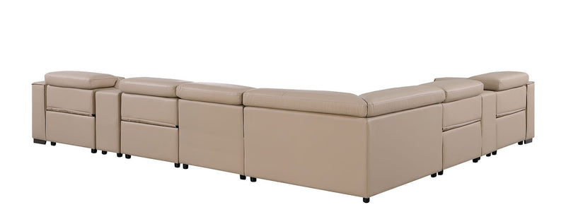 1208 - 8 Piece L Shaped Leather Sectional With 4 Power Recliners & Power Headrests