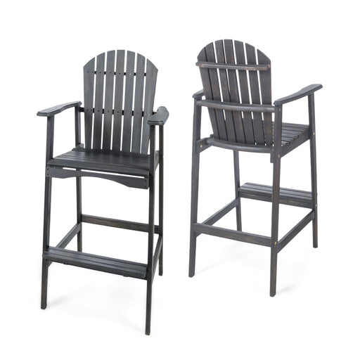 Outdoor Acacia Wood Adirondack Barstools (Set of 2) - R&R Furniture Gallery (Fountain Valley, CA)
