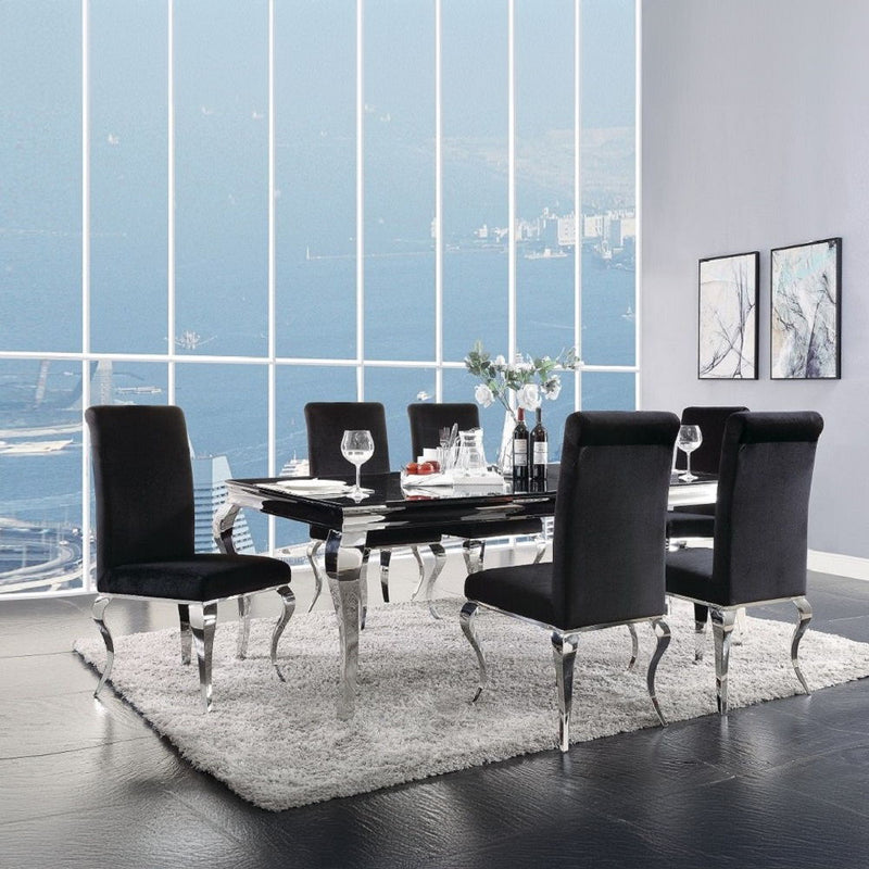 Fabiola - Side Chair (Set of 2) - Black Fabric & Stainless Steel - R&R Furniture Gallery (Fountain Valley, CA)