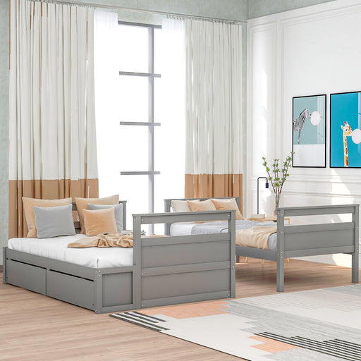 DreamHaus bunk bed with built-in storage drawers and safety rail, featuring a modern wooden frame for kids' bedroom decor.