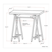 Handcrafted solid wood sawhorse-style writing desk by Simpli-Home with sturdy construction and natural wood finish.