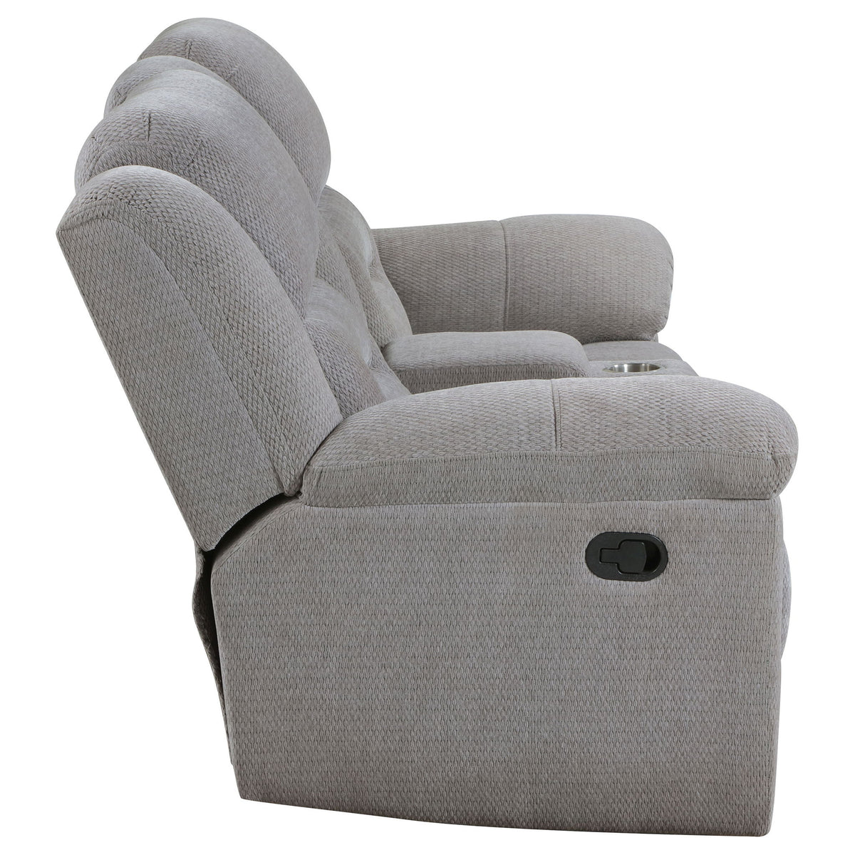 Sebring - Upholstered Manual Reclining Loveseat With Center Storage Console - Gray