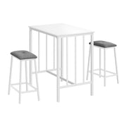 Modern 3-piece counter height dining set by 8th Street with rectangular small table and matching chairs in contemporary style.