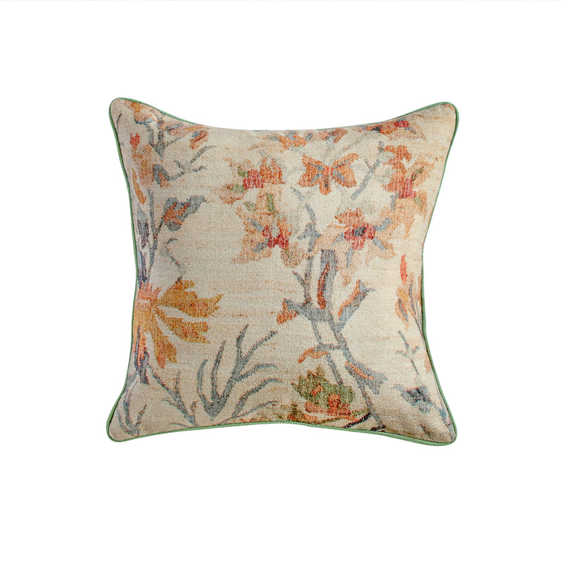 TOV Furniture Taman 20-inch natural cotton accent pillow with summer floral print, decorative throw pillow for living room or bedroom.