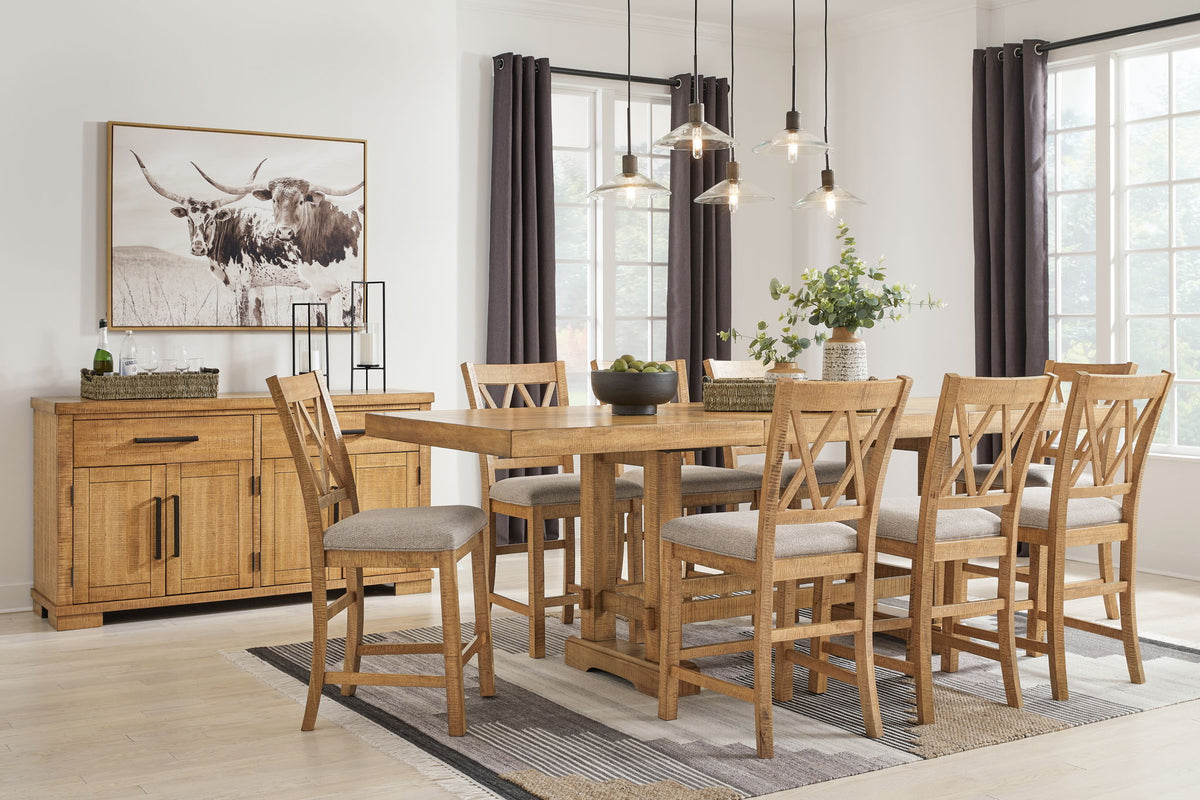 Havonplane 5-piece counter dining set by Ashley with a table and four matching chairs in a modern dining room setting.