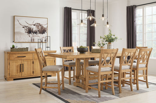 Havonplane 5-piece counter dining set by Ashley with a table and four matching chairs in a modern dining room setting.