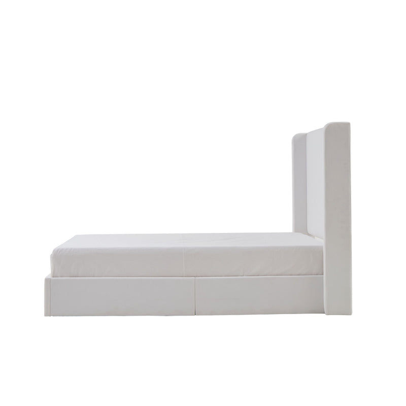Carmen - King Size Upholstered Wingback Bed - White - R&R Furniture Gallery (Fountain Valley, CA)