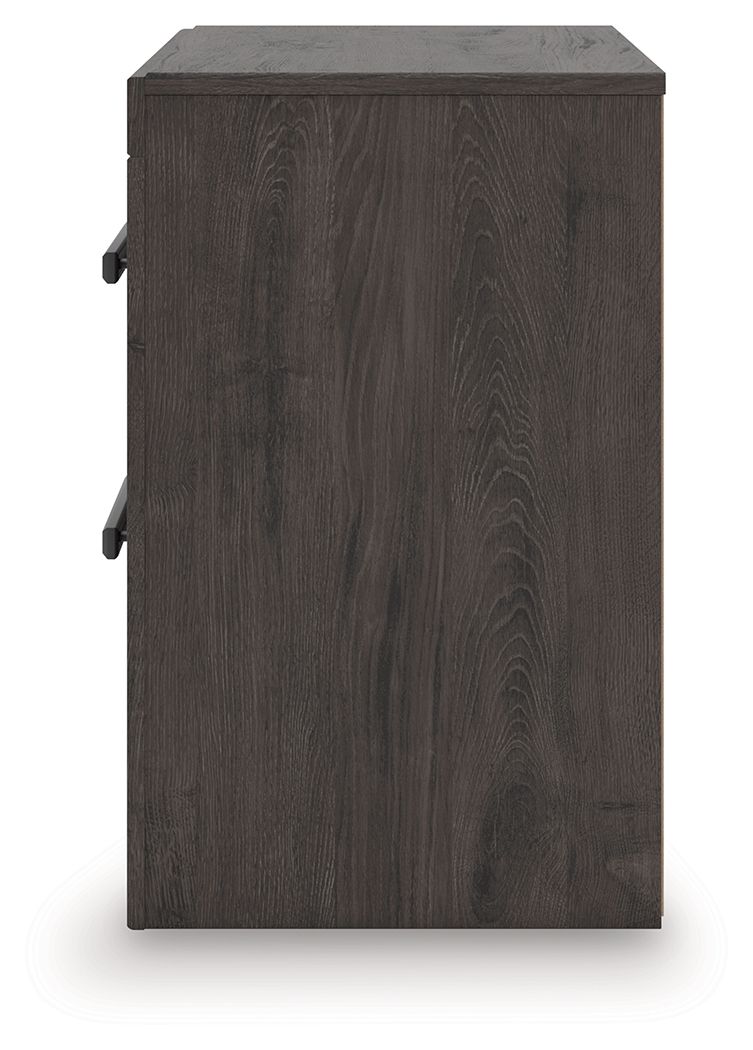 Prendonea - Two Drawer Night Stand - Charcoal - R&R Furniture Gallery (Fountain Valley, CA)