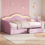 Upholstered Daybed With LED Lights And 2 Drawersme - R&R Furniture Gallery (Fountain Valley, CA)