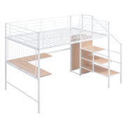 Loft Bed With Desk And Grid, Stylish Frame With Lateral Storage Ladder And Wardrobe - R&R Furniture Gallery (Fountain Valley, CA)