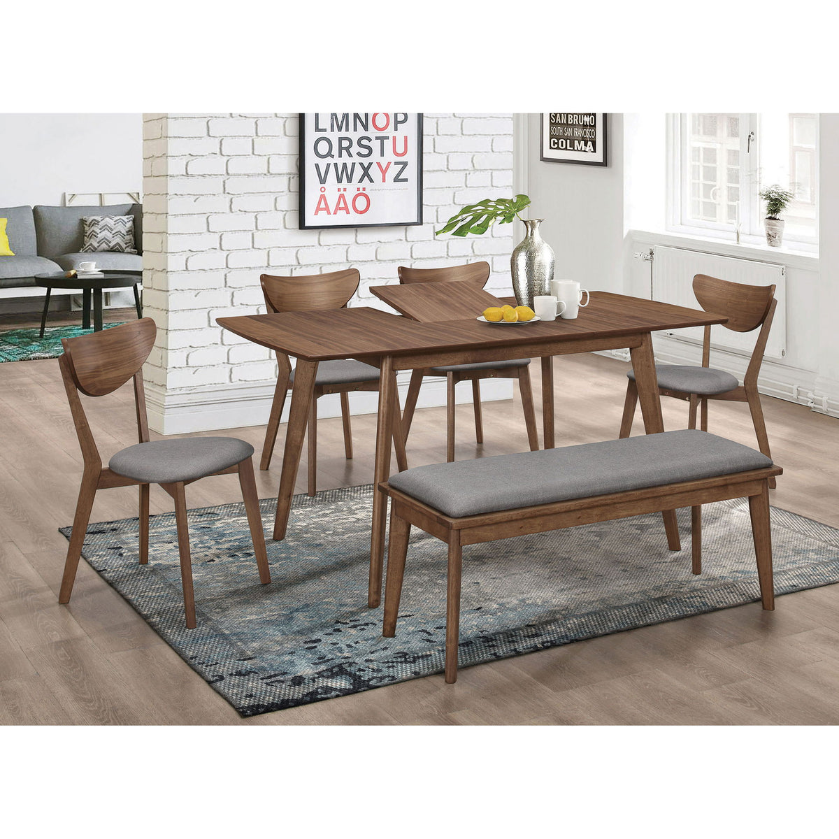 Upholstered Dining Bench - Brown