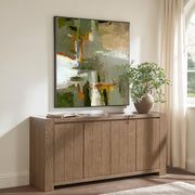 Classic Home Bristol 4-door cabinet buffet with wooden finish and modern design, featuring multiple storage compartments.