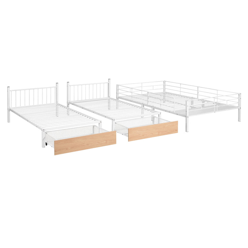 Triple Bunk Bed With Drawers And Guardrails - R&R Furniture Gallery (Fountain Valley, CA)