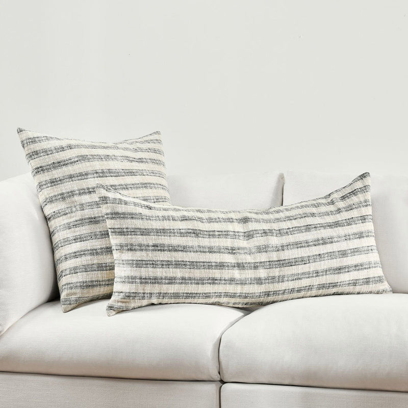 Linna 24x24 inch accent pillow by Classic Home with a natural and black fabric cover, decorative cushion for sofa or bed.