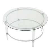 Tempered Glass Round Coffee Table With Four Legs - Clear - R&R Furniture Gallery (Fountain Valley, CA)