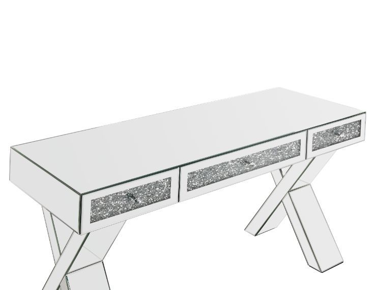 Noralie - 32" Writing Desk - Mirrored & Faux Diamonds - R&R Furniture Gallery (Fountain Valley, CA)