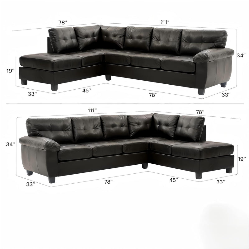 Glory Furniture Gallant stationary sectional sofa with plush cushions and fabric upholstery, shown in a modern living room setting.