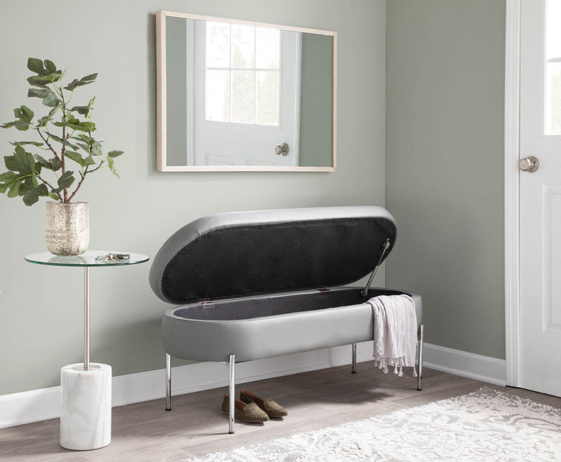 Lumi Source Chloe contemporary glam storage bench with tufted upholstery and sleek design, perfect for modern living spaces.
