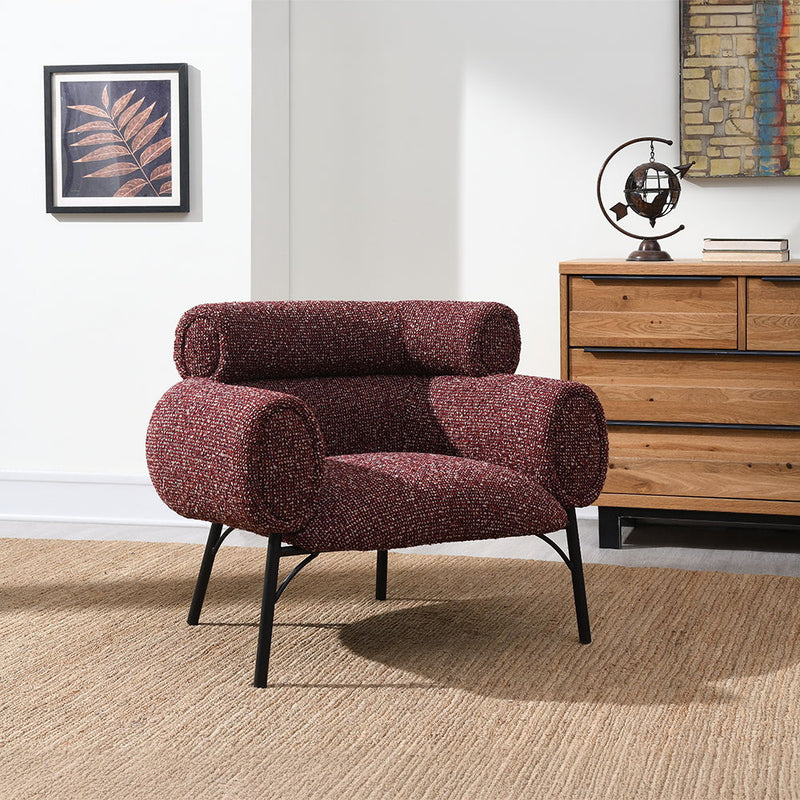 Mardi - Chair - Maroon Tweed - R&R Furniture Gallery (Fountain Valley, CA)