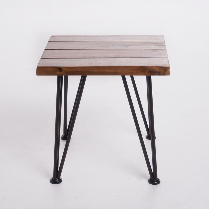 Zion - Outdoor Industrial Iron And Coffee Table - Teak - R&R Furniture Gallery (Fountain Valley, CA)