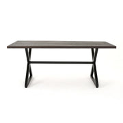 Outdoor aluminum dining table with steel frame by Noble House, featuring a sleek design suitable for outdoor dining spaces.