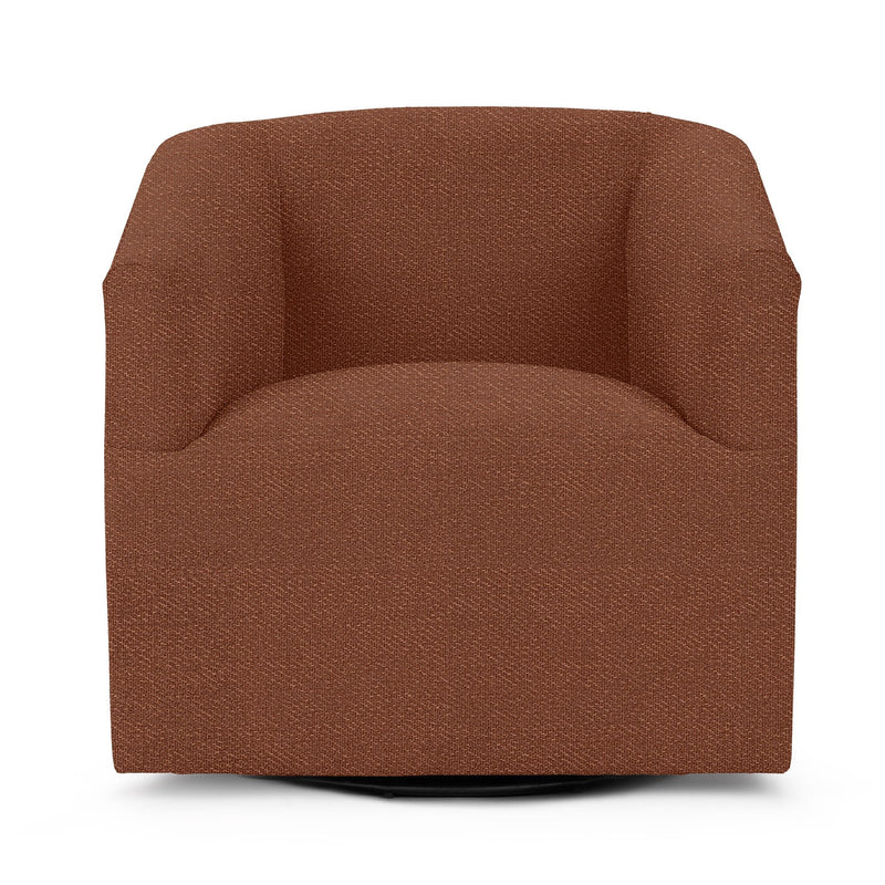 Classic Home Vernon swivel chair with a plush, upholstered seat and wooden base, showcasing a modern, comfortable design.