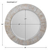 Round whitewash wall mirror by Uttermost with a sleek, modern frame suitable for contemporary home decor.