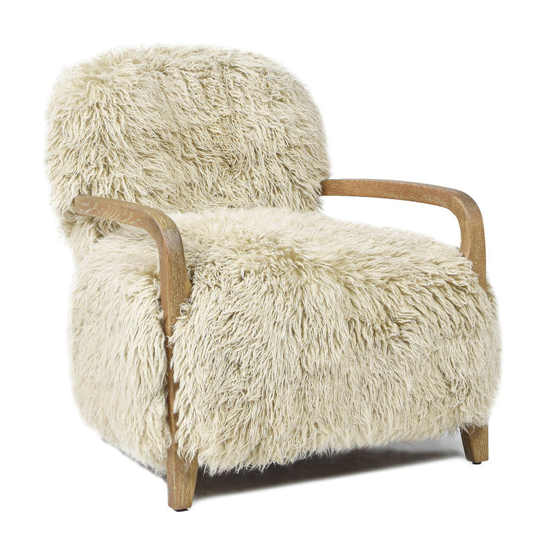 Enchante - New Zealand Sheepskin Accent Arm Chair - Taupe / Natural - R&R Furniture Gallery (Fountain Valley, CA)