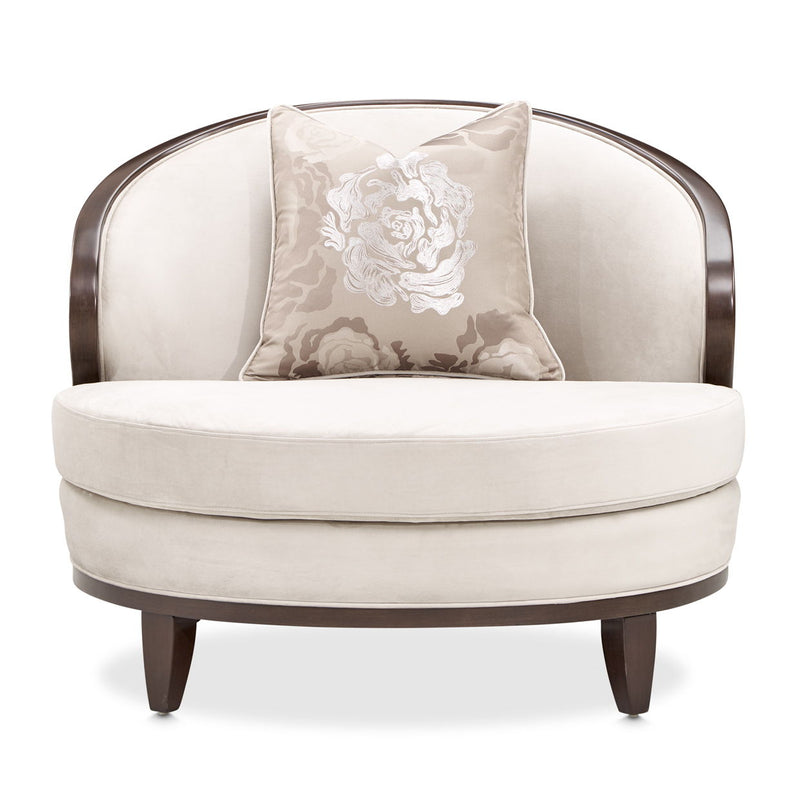 Camellia Field - Velvet Matching Chair - Beige / Dark Brown - R&R Furniture Gallery (Fountain Valley, CA)