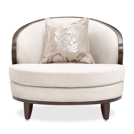 Camellia Field - Velvet Matching Chair - Beige / Dark Brown - R&R Furniture Gallery (Fountain Valley, CA)