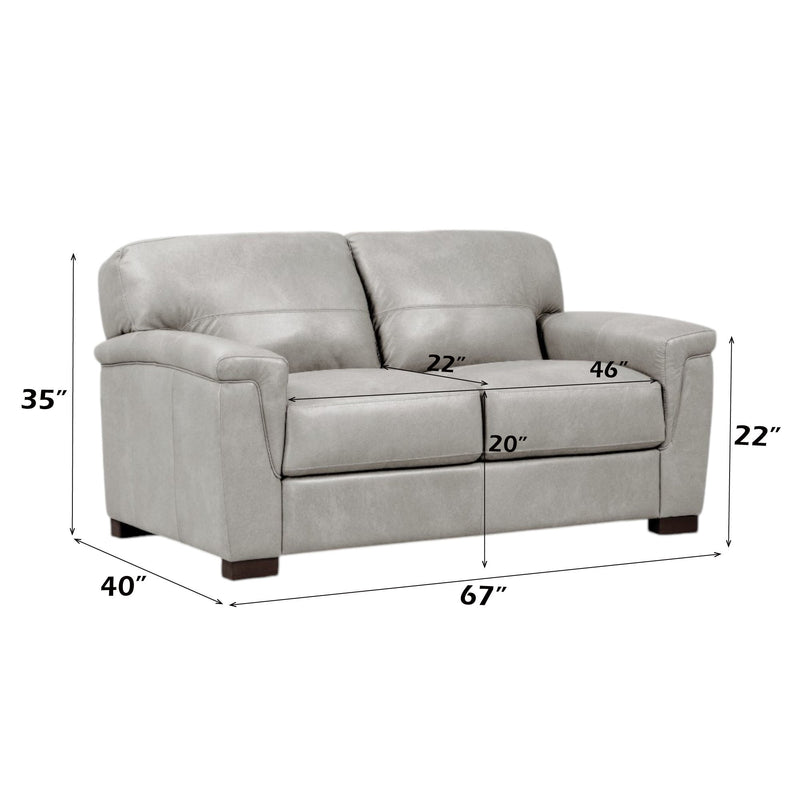 Cornelia - Loveseat - Pearl Gray Leather - R&R Furniture Gallery (Fountain Valley, CA)